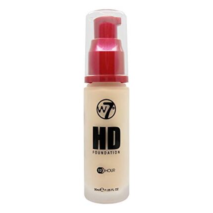 W7 HD Foundation - Oil-Free Liquid Foundation for Poreless, Matte Medium Coverage - 30ml (Natural Beige)