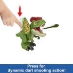 Mattel Jurassic World Dinosaur Toy, Uncaged Fierce Launchin Dilophosaurus Figure with Dart Style Shooting Action, Sound, 2 Projectiles, HNT66