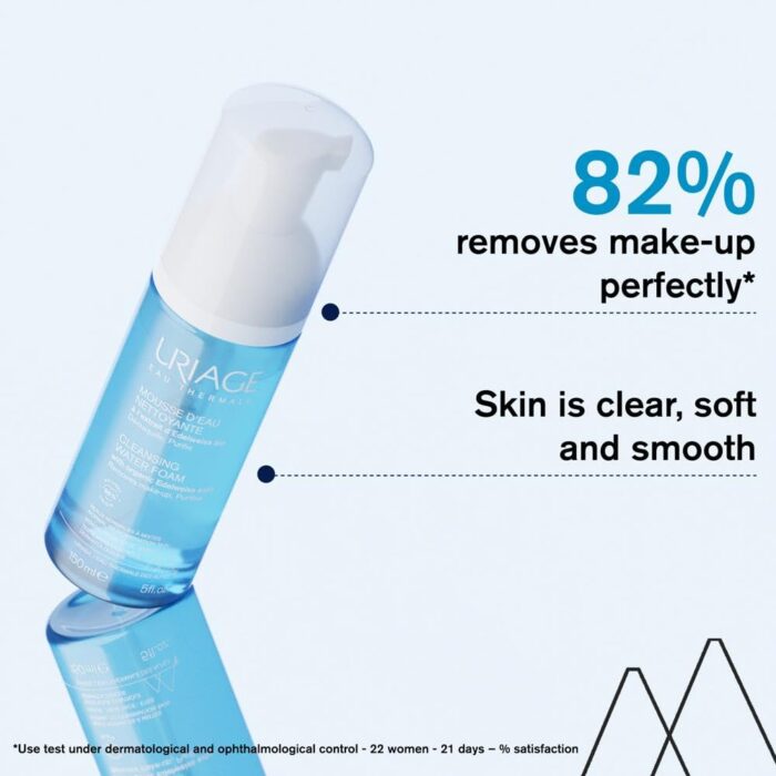 Uriage Face Cleanser & Make-Up Remover 150ml - Ultra-Soft Airy Foam, Rinse-Off Cleanser - Perfectly Removes Make-Up, Leaves Skin Soft - Floral Fragrance - Soap-Free, Physiological Ph