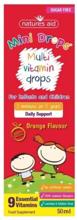 Natures Aid Multi-Vitamin and Mineral Drops, Daily Multivitamin, Infants and Children, Sugar Free, 50 ml (Pack of 6)