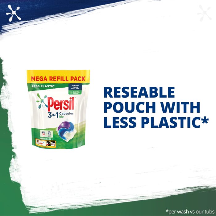 Persil 3 in 1 Non Bio Laundry Washing Capsules removes stains first time for washing that's gentle next to sensitive skin 1.350 kg (50 washes)