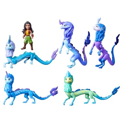 Disney Princess Raya and The Last Dragon Sisu Family Pack Play Figures - Includes 5 Dragon Toys and Raya Doll