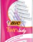 BIC Twin Lady, Disposable Razors with 2 Stainless Steel Blades and Lightweight Handles, Assorted Colours, Pack of 10