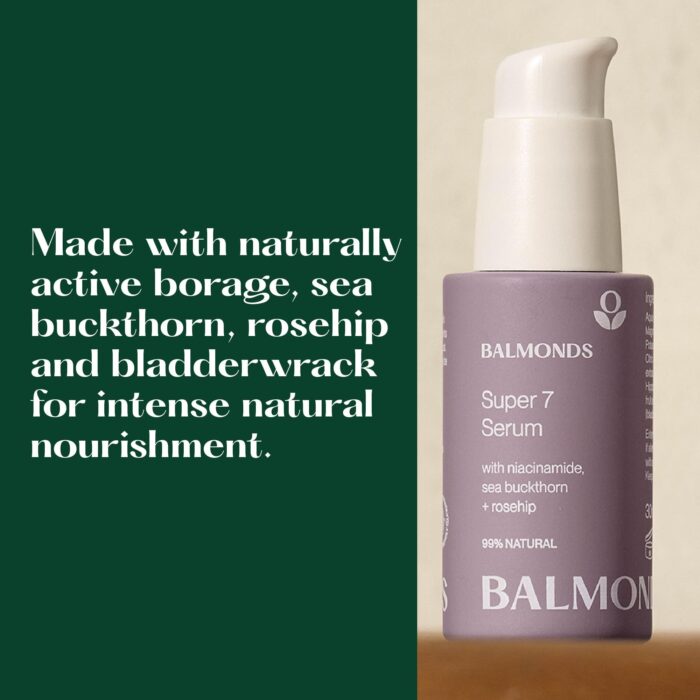 Balmonds Super 7 Serum - 99% Natural Facial Serum with Seven Hero Ingredients for Skin Health & Resilience, Ideal for Dry and Sensitive Skin, 30 ml