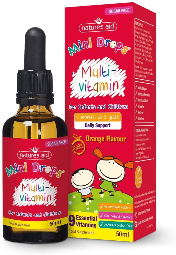 Natures Aid Multi-Vitamin and Mineral Drops, Daily Multivitamin, Infants and Children, Sugar Free, 50 ml (Pack of 6)