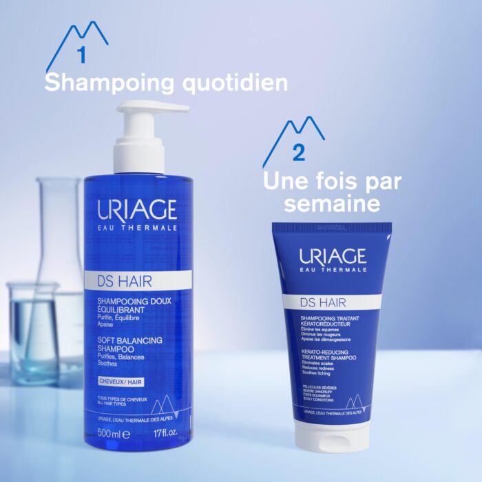 Uriage DS Hair Anti-Dandruff Treatment Shampoo -Eliminates Dandruff, Soothes Itching, Purifies & Rebalances -All Hair Types -Sensitive & Irritated Scalp