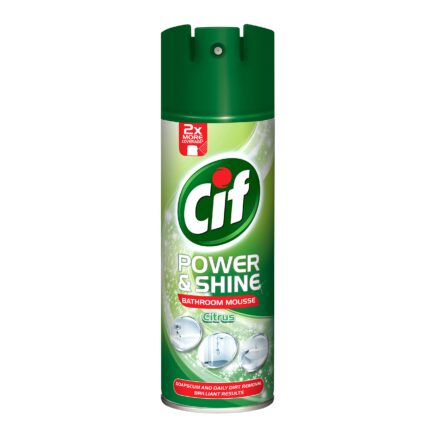 Cif Power & Shine Citrus Soap Scum & Daily Dirt Removal Mousse Bathroom Cleaner for Cleaning Plastic, Enamel, and Chrome Surfaces 500 ml