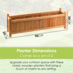 Set of 2 Wooden Garden Planters Flower Plant Pot Window Box Planting Raise Bed Basket