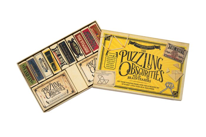 Professor Puzzle, Puzzling Obscurities Box of Brainteasers - 10 Unique Matchbox Puzzles & 50 Unique Brain Teasing Challenges