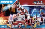 Playmobil City Action 70935 Rescue Vehicles: Fire Engine with Tower Ladder, With Light and Sound, Fire Engine Toys for Children Ages 5+